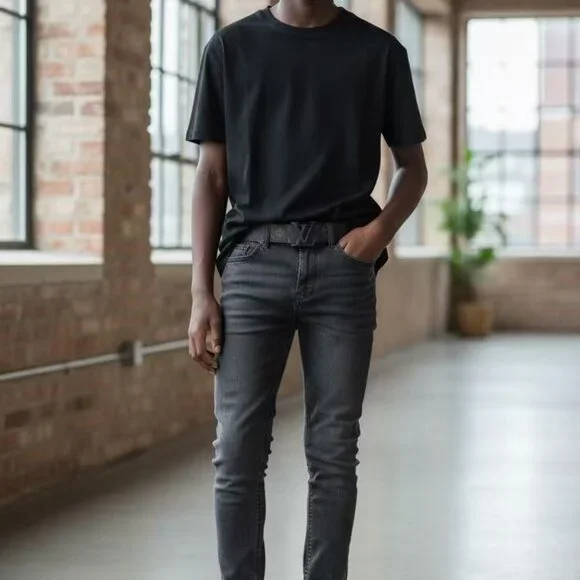 LV Belts 95cm fit for 30-34 Black Logo - Picture 4 of 5